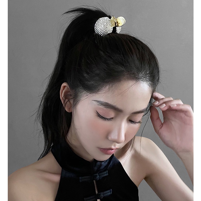 Kẹp Tóc Đuôi Ngựa Màu Vàng / Bạc Bóng Tròn Hàn Quốc Cho Nữ