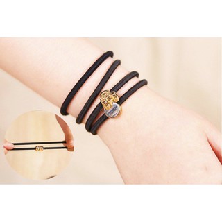 Dây cột tóc đính hạt màu đen SC20