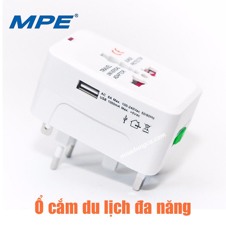 MPE - Ổ Cắm Điện Du Lịch Đa Năng  USB MPE - TA3 - Chính Hãng