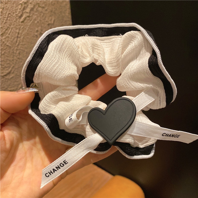 Chun buộc tóc cao cấp Change vải lụa mềm mặt trái tim TB575