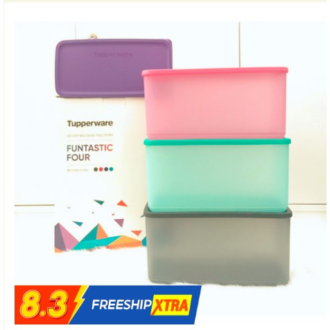 Bộ 4 hộp bảo quản thực phẩm Tupperware FUNTASTIC 3.1L 27.5 x 13.6 x 12.8cm