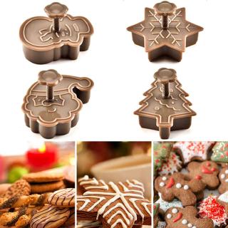 Set 4 khuôn nhấn làm bánh quy phong cách Giáng sinh dễ thương
