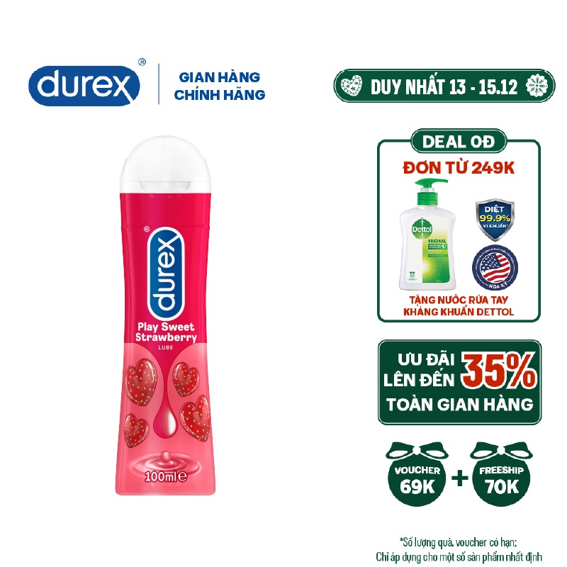 [Bạn mới nhập COSHBM -50% đơn 0Đ] Gel bôi trơn Durex Play Strawberry 100ml