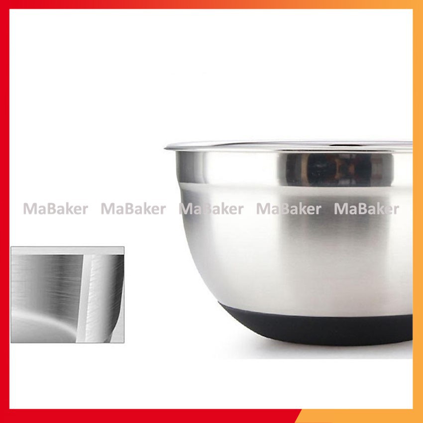 [Freeship] Tô trộn bột inox đế silicon cao cấp các cỡ 18cm, 20cm, 22cm, 24cm - MaBaker