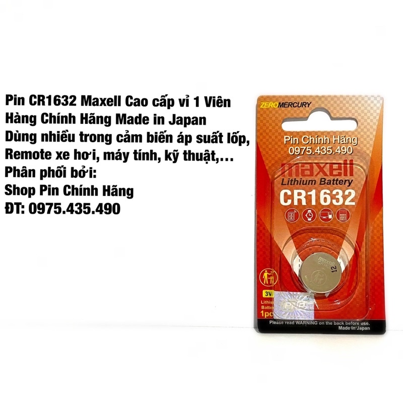 Pin CR2032 / CR2025 / CR2016 / CR1632 / CR1620 Maxell Cao Cấp Vỉ 1 Viên Made in Japan