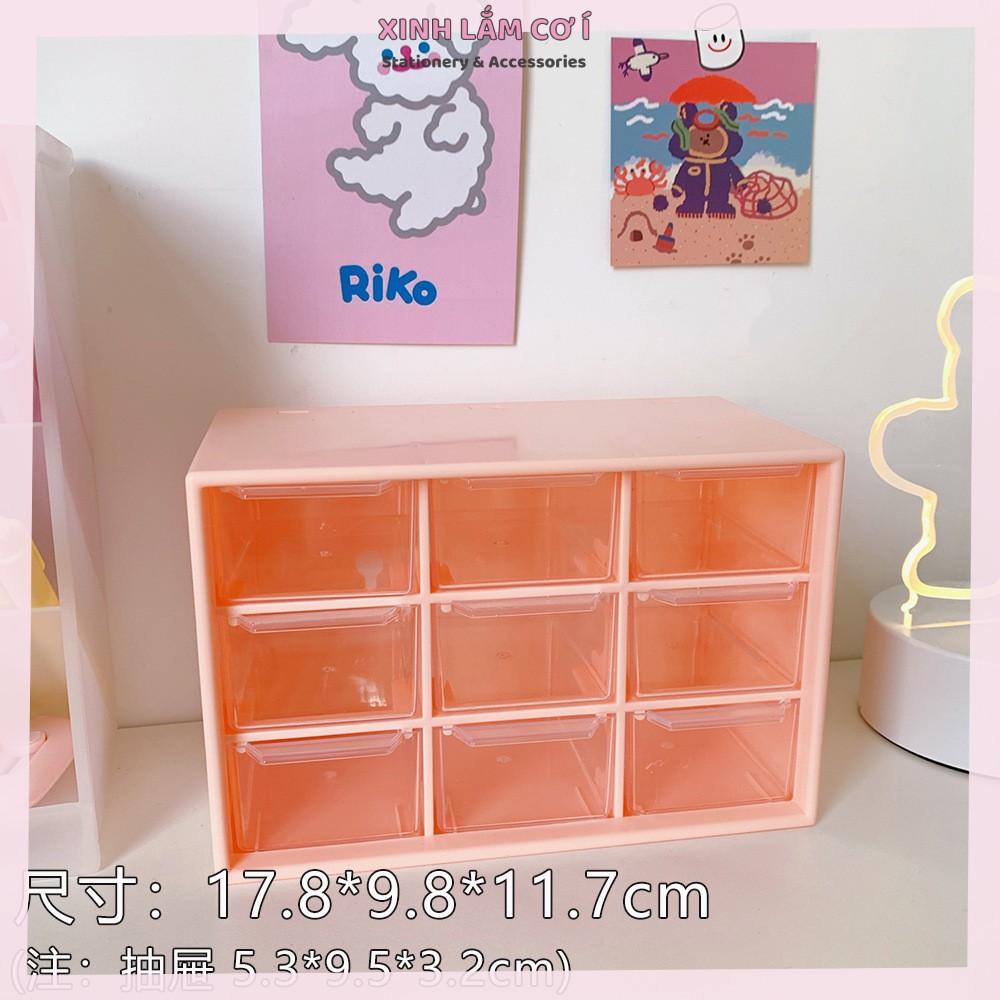 Hộp Nhựa Đựng Phụ Kiện, Washi Tape, DIY Siêu Xinh Tặng Kèm Sticker