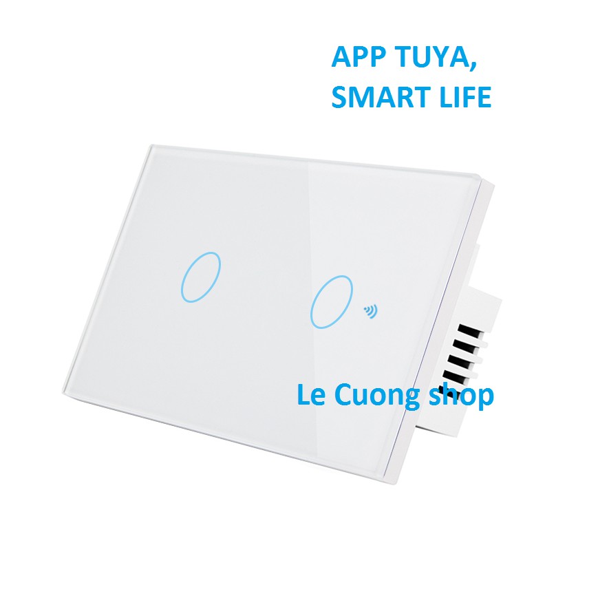 Công Tắc Wifi Smart Switch (Công Tắc Cảm Ứng Âm Tường 2 Kênh Điều Khiển) ,app Smart Life,TUYA