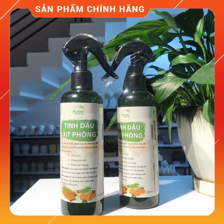 Tinh dầu xịt phòng khử mùi ⚡FREESHIP⚡ Adeva - Khử mùi vượt trội, thơm dịu nhẹ từ thiên nhiên 250 ml