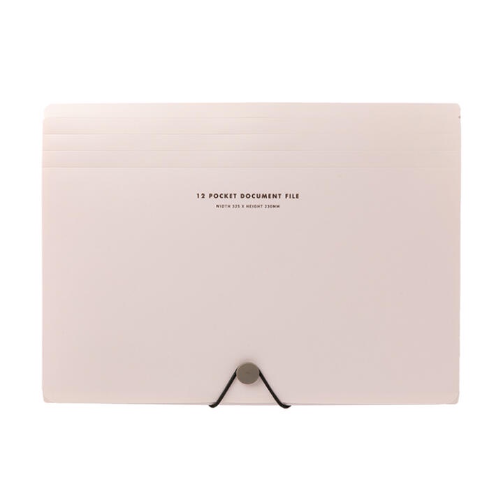 Túi Đựng Tài Liệu ARTBOX Hàn Quốc 12 Ngăn Màu Hồng Pastel Với Nút Đóng Dây Chun Tiện Lợi