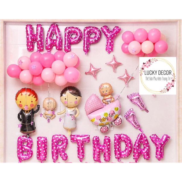 Bộ bóng chữ happy birthday trang trí sinh nhật cho bé