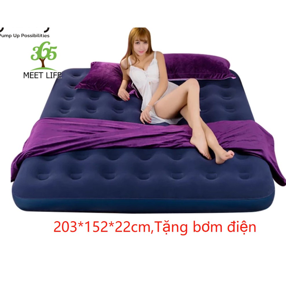 Nệm Hơi Đệm Hơi Cao Cấp Bestway 203cmx152cmx22cm Tặng Kèm Bơm Điện