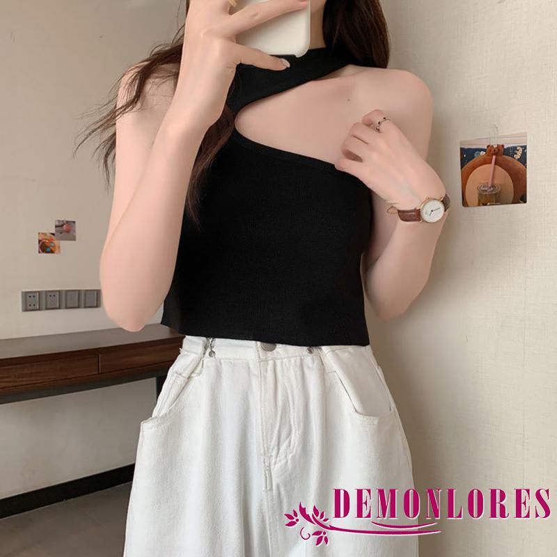 Áo Croptop Không Tay Dáng Ôm Màu Trơn Thời Trang Mùa Hè Giản Dị Dành Cho Nữ