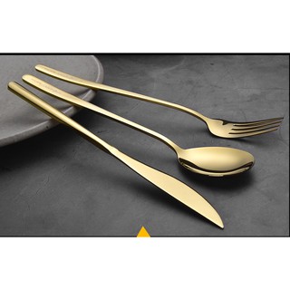 [Thanh lý giá sốc] Set dao dĩ thìa mạ vàng cao cấp