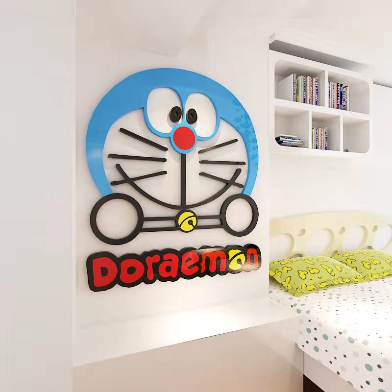 Hình dán tường chống thấm nước Acrylic Doraemon 3D Hình dán phòng ngủ phòng ngủ trẻ em