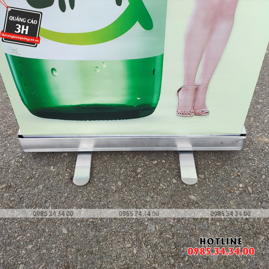 Standee cuốn, Chân standee cuốn nhựa, nhôm thường, nhôm cao cấp kích thước 0.6*1.6m & 0.8*2m | Standee LST