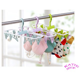 Bộ móc treo vớ xếp gọn tiện dụng chống gió khi phơi đồ 12 kẹp - GD74-MTVo