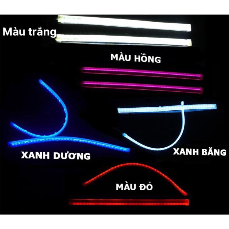 Bộ 2 Dây Đèn Led Mí Ô Tô Tích Hợp Xi Nhan Nháy Đuổi 30cm 45cm 60cm Silicon Chống Nước