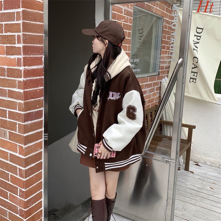 Áo Bomber nỉ UNni6 chất liệu: nỉ cotton Túi cơi cực đẹp, cúc bấm sịN sò ❌màu: nâu, đỏ