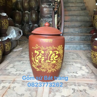 Hũ sành đựng gạo 10kg gốm bát tràng