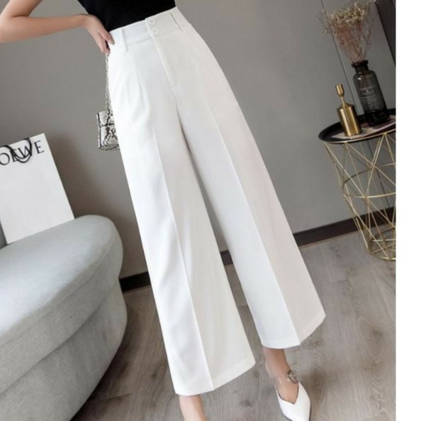 quần culottes dáng dài cạp siêu cao 2 khuy chất tuyết mưa