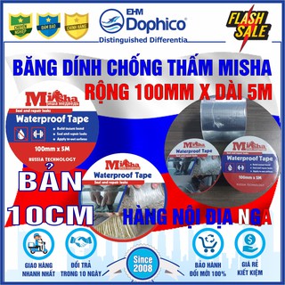 (10cm x 5M) Băng dính chống thấm Misha – Băng kéo chống thấm dột – Bịt rò rỉ ống nước – Sản phẩm nội địa Nga