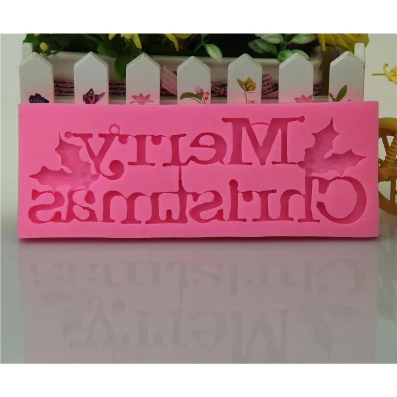 Khuôn rau câu 4D silicone Chữ Mery Christmas (Kích thước đọc mô tả)