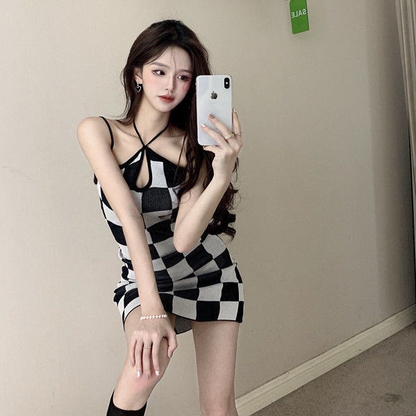 Đầm Dệt Kim Kẻ Sọc Ca Rô Thời Trang Mùa Hè Thanh Lịch
