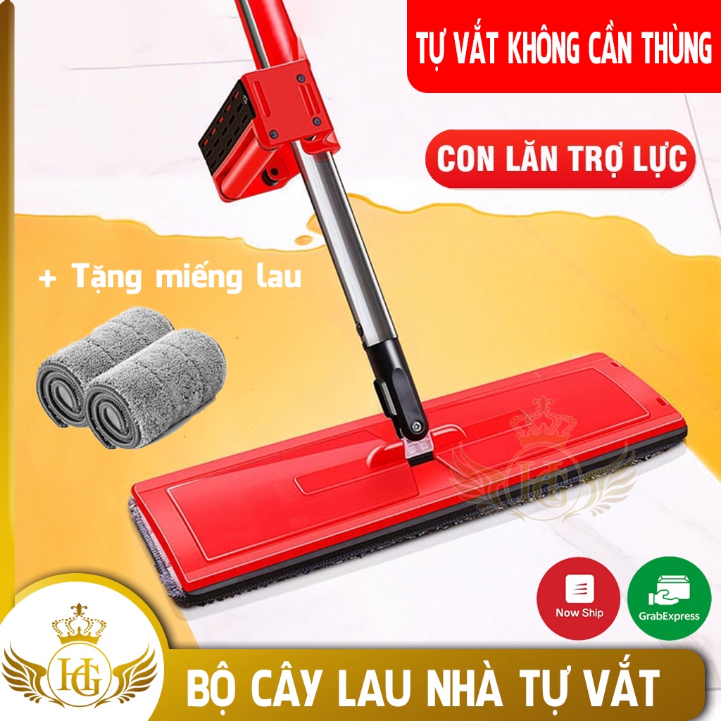 Bộ Chổi Lau Nhà Thông Minh Tự Vắt Không Cần Thùng - Cây Lau Nhà Tự Vắt Thông Minh 360 Độ Hàng Chính Hãng