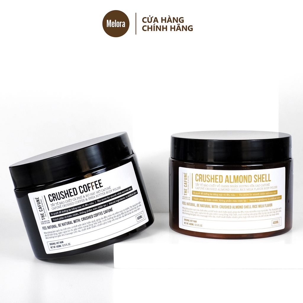 Combo Tẩy Tế Bào Chết Cà Phê, Hạnh Nhân Chính Hãng Cafuné- Làm sạch da chết, Dưỡng trắng, mềm mịn da 400g
