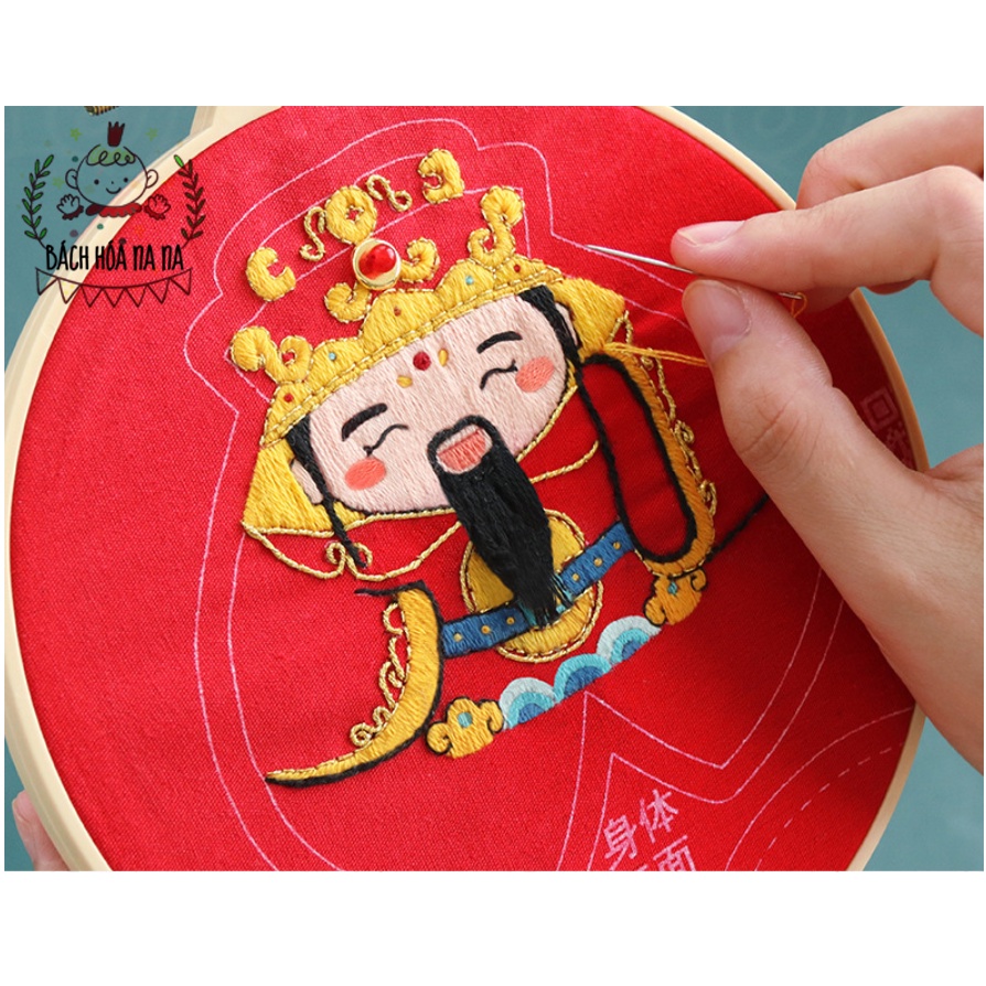DIY / BỘ KIT TỰ THÊU TÚI THƠM Trâu Đại Ca - Thần Tài Lộc - Thần Mèo May Mắn - Handmade Nana Shop