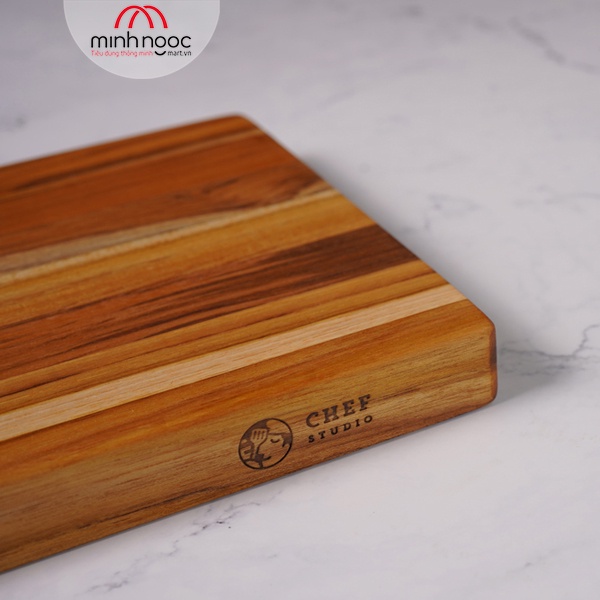 [Chính hãng] Thớt gỗ Teak ghép ngang, hình chữ nhật 20x30x2,5 cm - MSP CG01. Dùng cắt, thái, khay trưng bày thực phẩm.