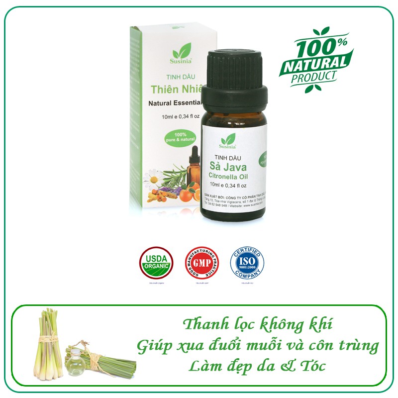 Tinh dầu sả Java Susinia 10ml 100% nguyên chất tự nhiên