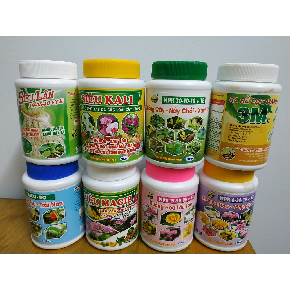 Combo 8 loại chăm sóc nuôi dưỡng từ cây con đến ra hoa - 100 gram/ ch