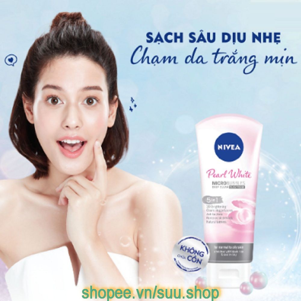 Sữa Rửa Mặt Nữ 100g Nivea Prarl White Làm Trắng Da Đất Sét Sáng Mịn Ngọc Trai, suu.shop cam kết 100% chính hãng