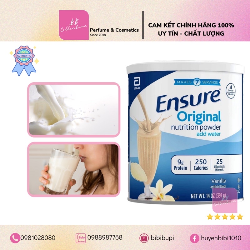 Sữa Ensure ORIGINAL Mỹ 397g - Hàng Air mới, mẫu mới Date năm 2023