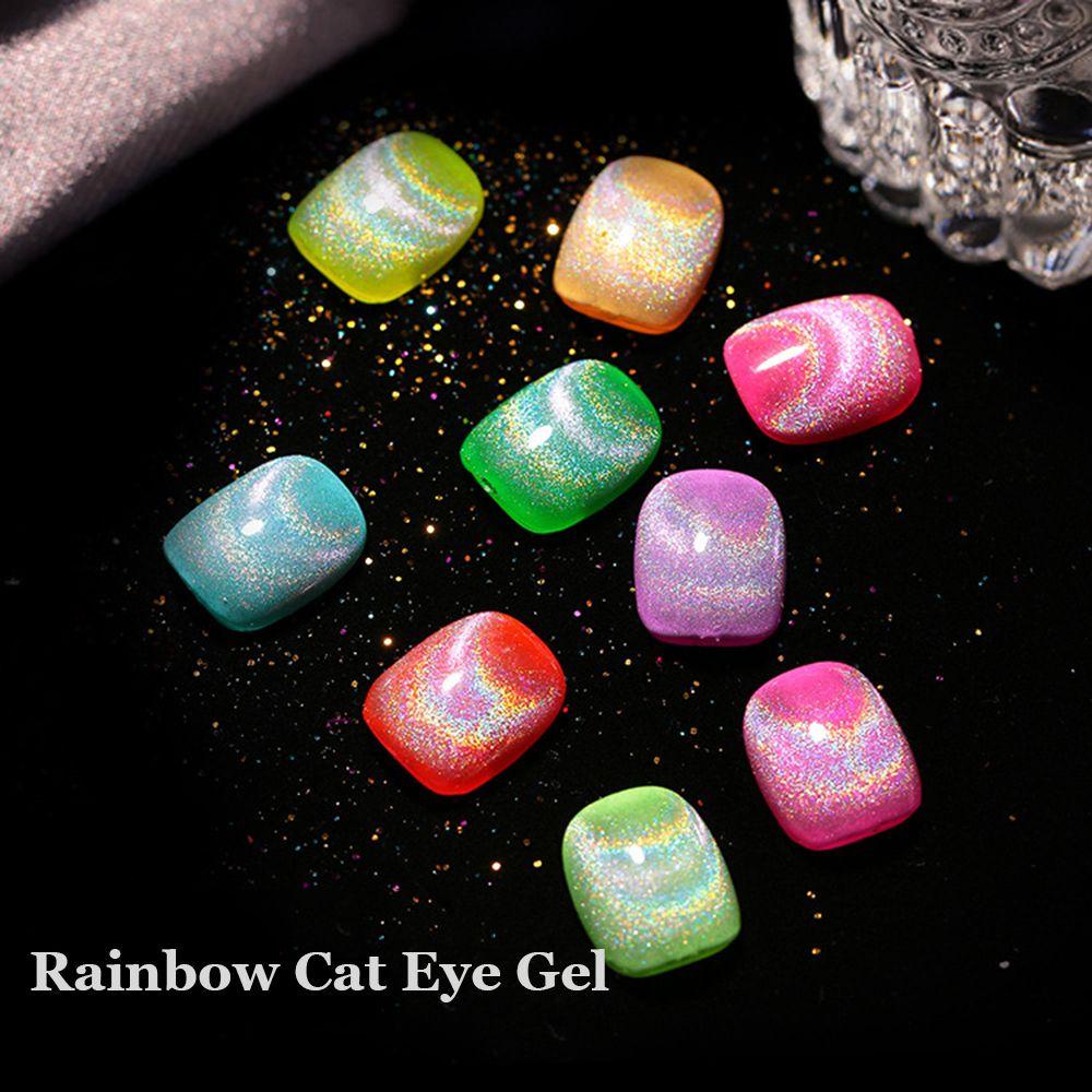 XIANSTORE Nail Art Colorful Reflective Glitter UV Gel Magnetic Gel 15ml Rainbow Cat Eye Nail Gel Winter Nail Polish Sparkling Auroras Soak Off Holographic Glitter