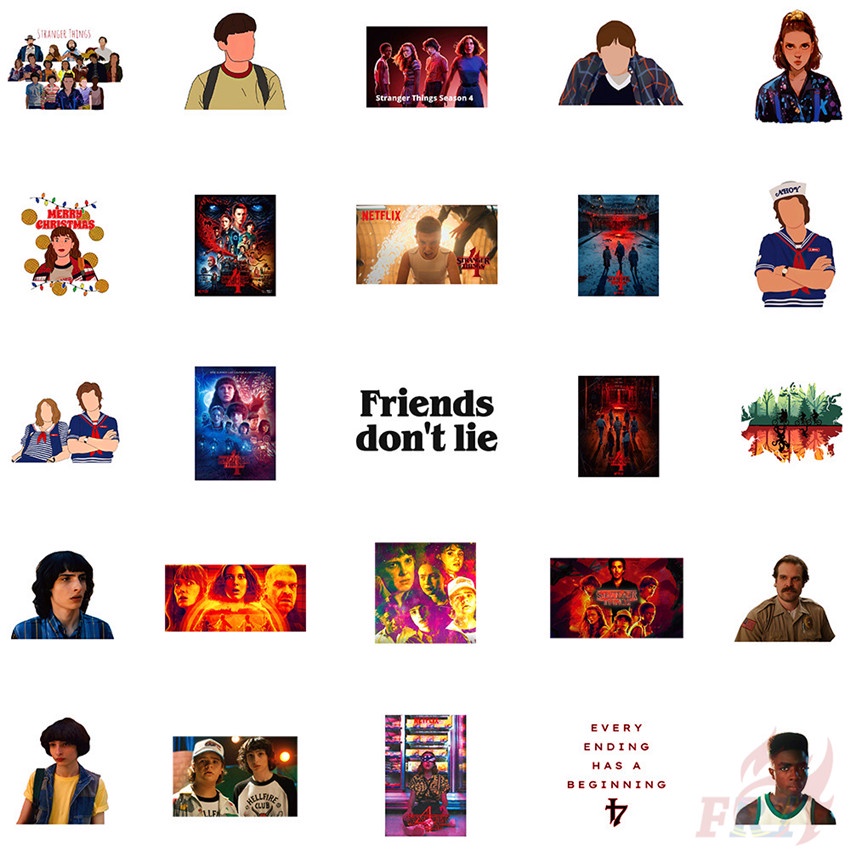 Bộ 100 Cái/Bộ ❉ Hình Dán Dòng Chữ Stranger Things D ❉ Sticker Dán Tường Chống Thấm Nước Thời Trang