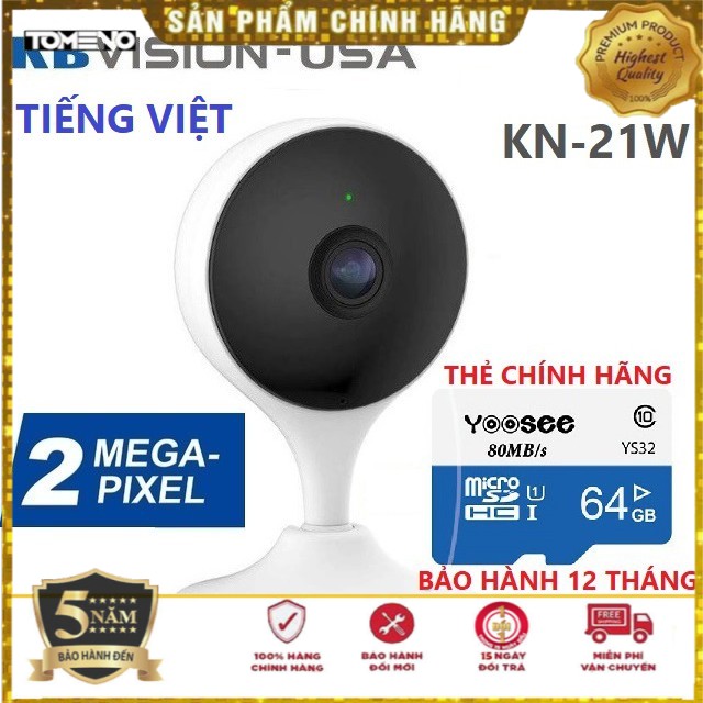 Camera KBONE KN-21W 2.0 Tùy chọn tặng kèm thẻ nhớ 128 GB - Chính Hãng bảo hành 5 năm lỗi đổi mới 14 ngày