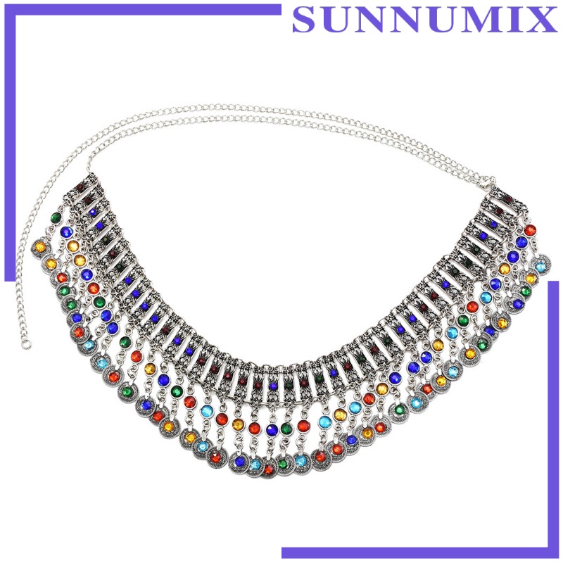 Thắt Lưng Chuỗi Đồng Xu Mạ Bạc Phong Cách Boho