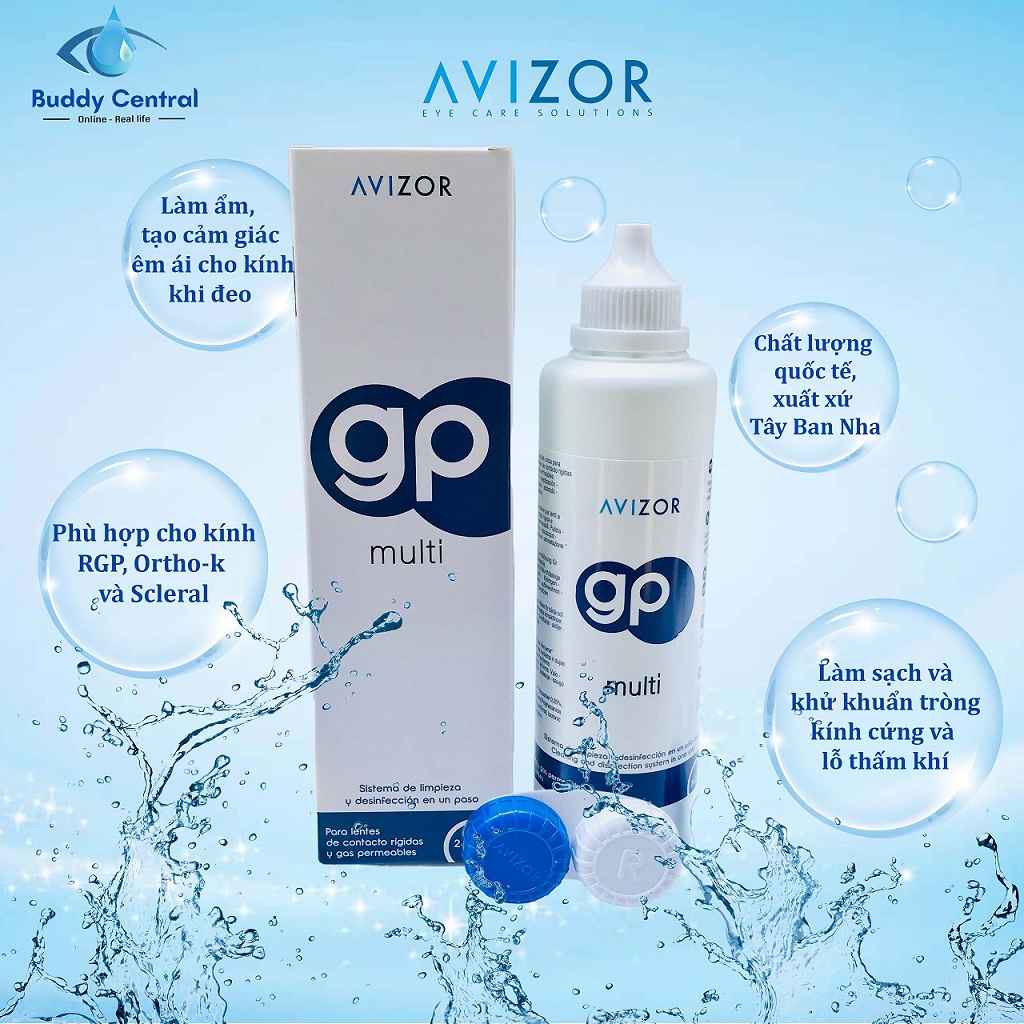 Dung dịch ngâm rửa kính áp tròng, nước ngâm lens Avizor GP Multi 240ml