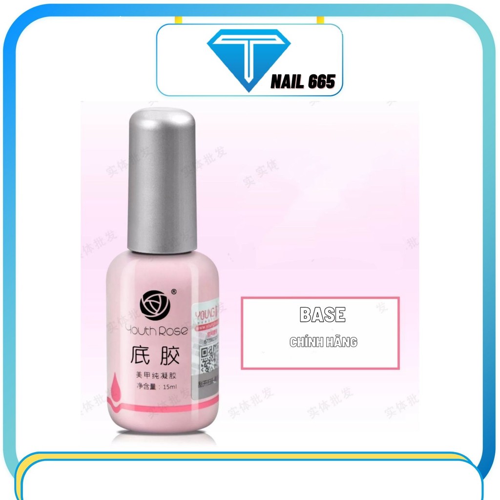 Base Top Cứng Móng Hoa Hồng , Liên Kết móng có độ bền cao chai 15ml hàng chính hãng