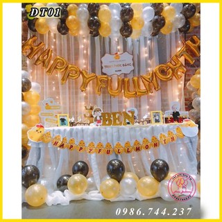 Set Bóng Bay Trang Trí Đầy Tháng Tông Màu Vàng [ Ảnh Thật ]