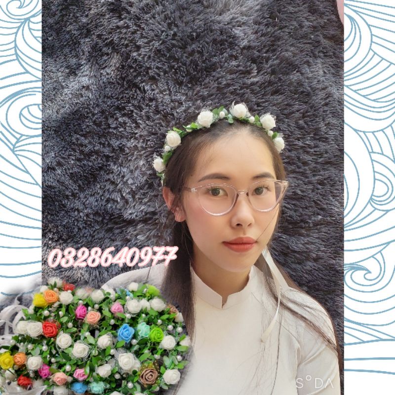 [ GIÁ SIÊU RẺ ] VÒNG HOA ĐỘI ĐẦU KỈ YẾU BẢN NHỎ ĐÍNH NGỌC