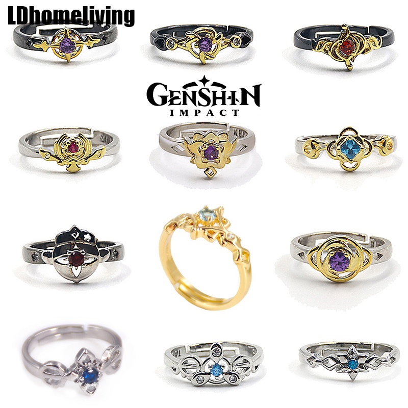 Gemstone ring metal ring genshin impact ring
