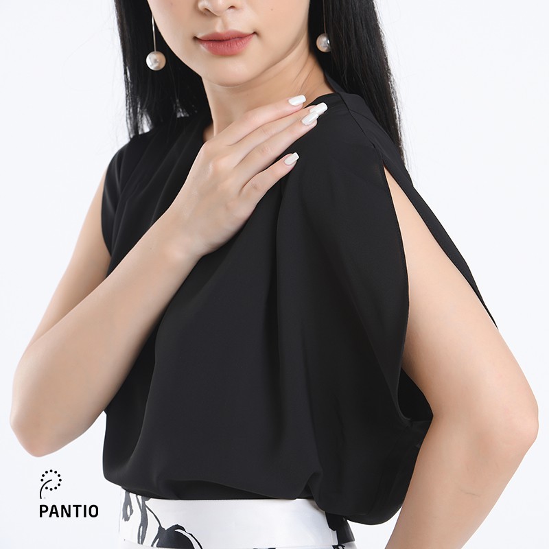 Áo sơ mi nữ chất liệu lụa, dáng suông, tay lỡ xẻ cách điệu FAS52268 - PANTIO