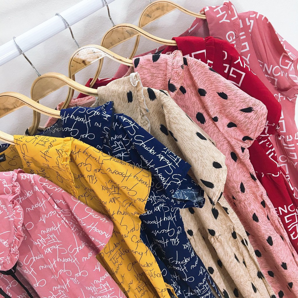 Váy bầu cổ bèo có nơ chất Lụa thái mềm mát - 𝐕𝟐𝟓