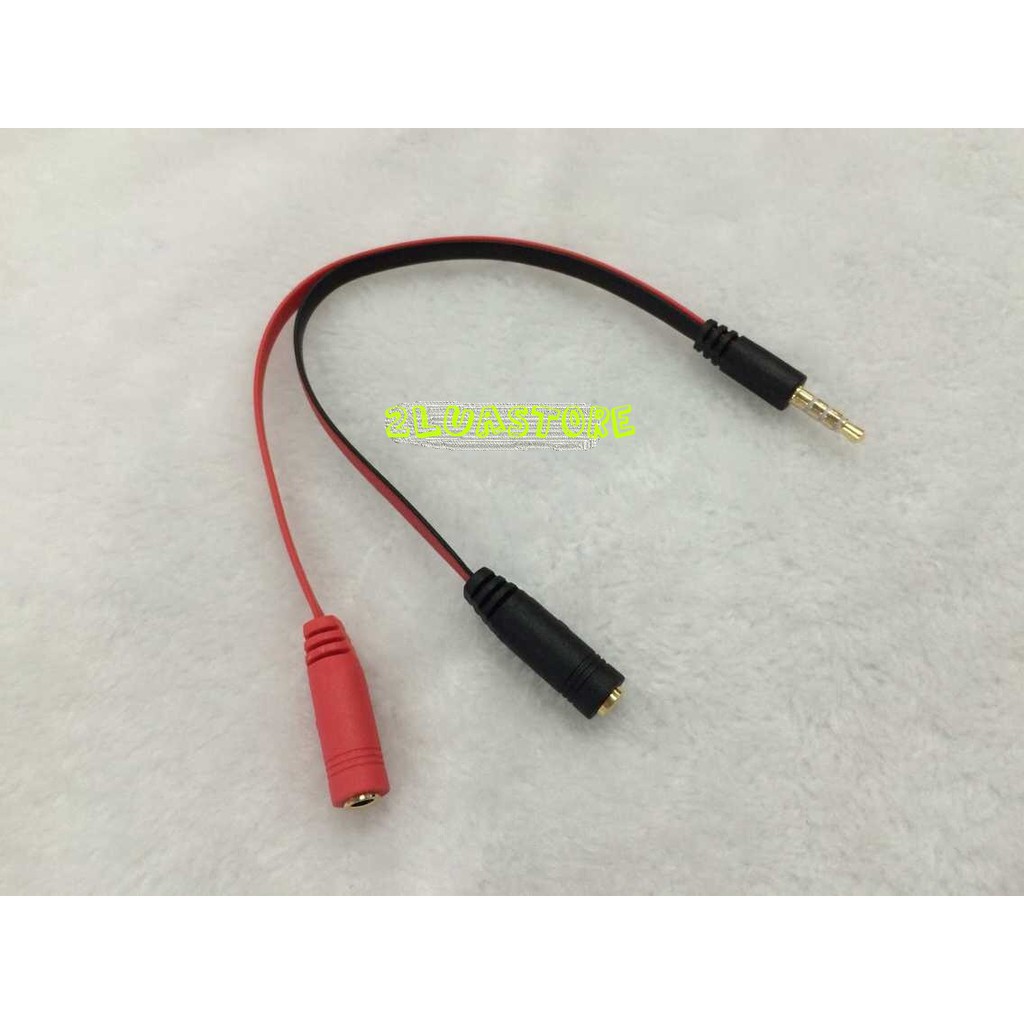 Cáp gộp audio và mic 3.5mm | Jack chia chữ U 3.5mm 1 ra 2 cổng cho tai nghe và micro