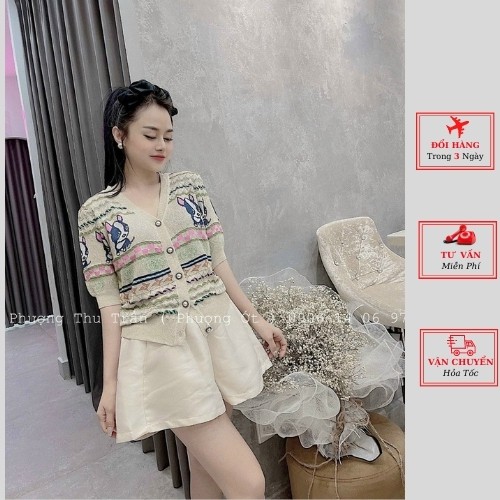 Áo len cardigan cổ V cúc ngọc họa tiết thổ cẩm mùa thu đông phong cách ulzzang thời trang nữ yolo fashion
