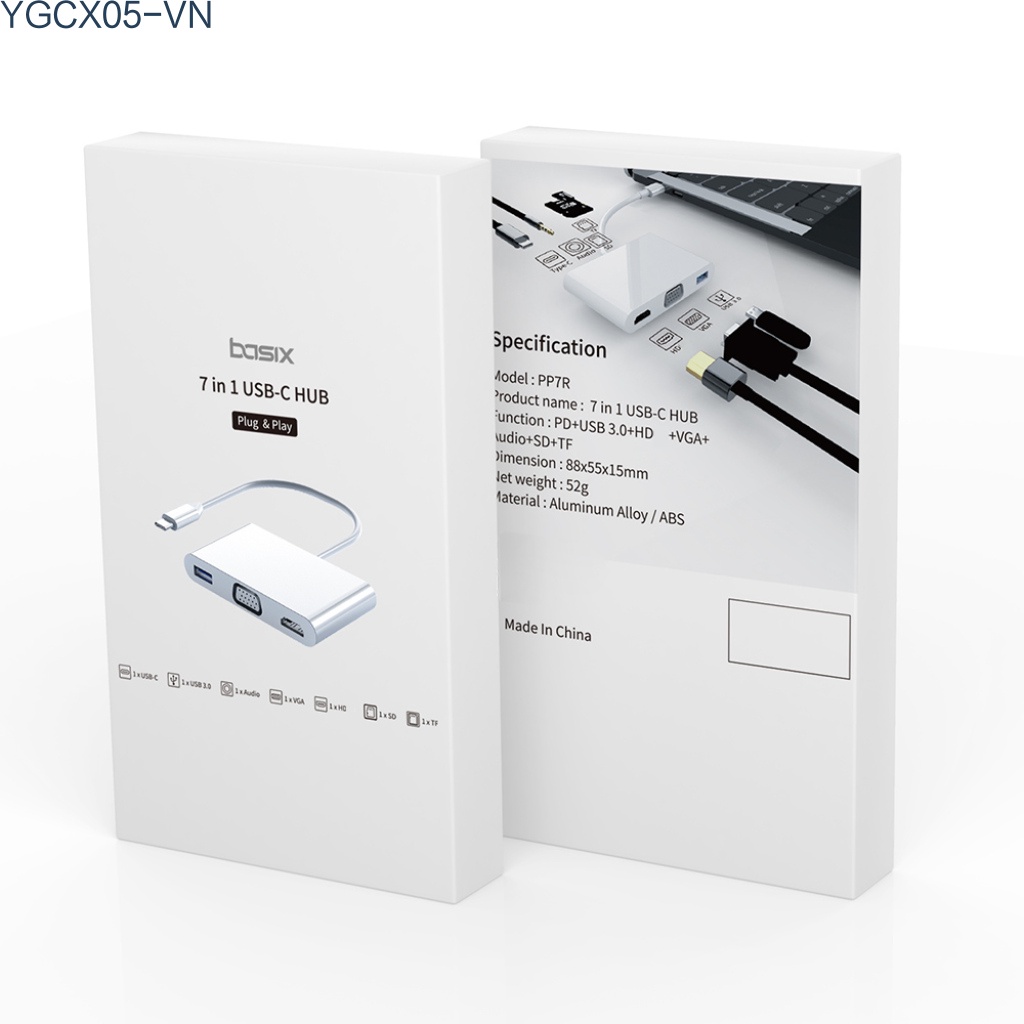 Bộ Hub Usb 7 Trong 1 Type C Hub 4k 1080p Hdmi-Compatible + Vga Pd 5gbps Hỗ Trợ 3.5mm Sd / Tf Cho Điện Thoại Android | BigBuy360 - bigbuy360.vn