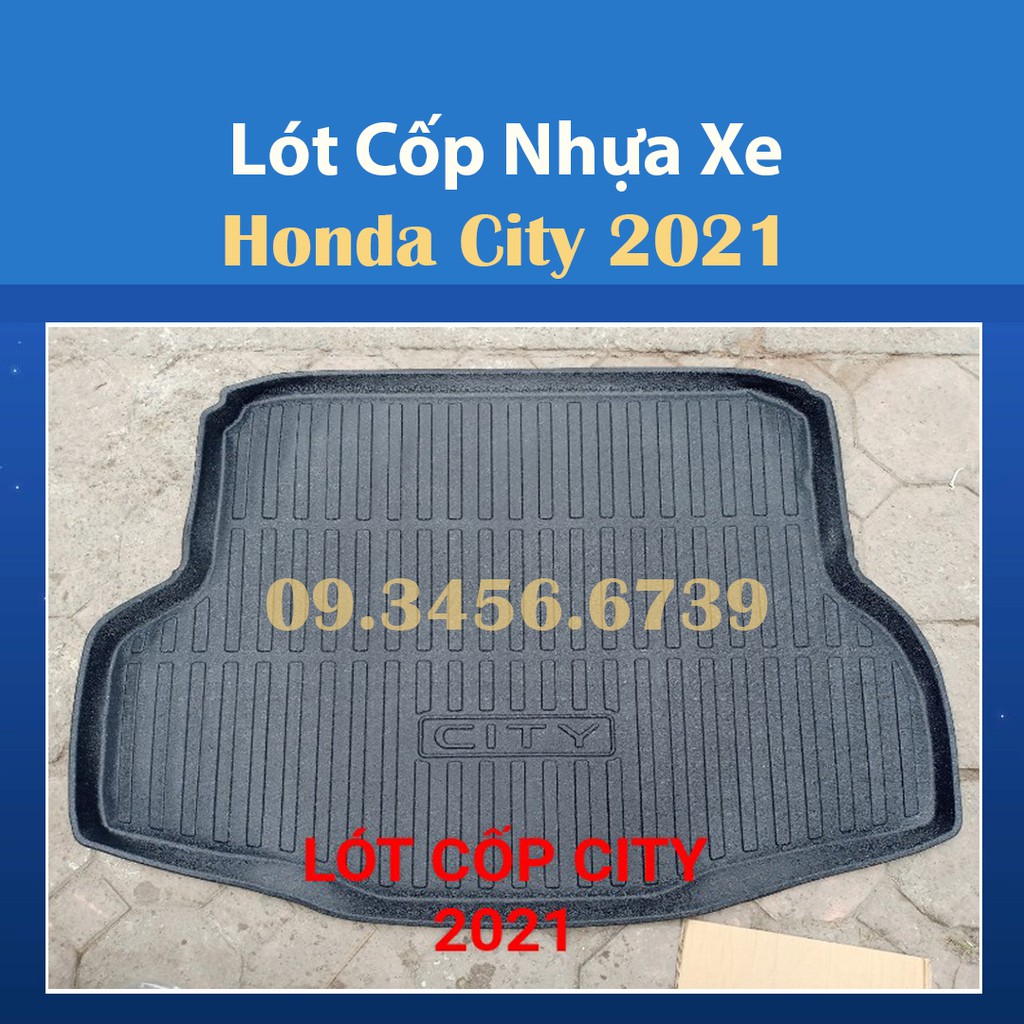 Lót Cốp Nhựa Dẻo Cho Xe Honda City 2021 2022 Màu đen, Nhựa Dẻo Đàn Hồi Chống Nước Tốt dễ vệ sinh